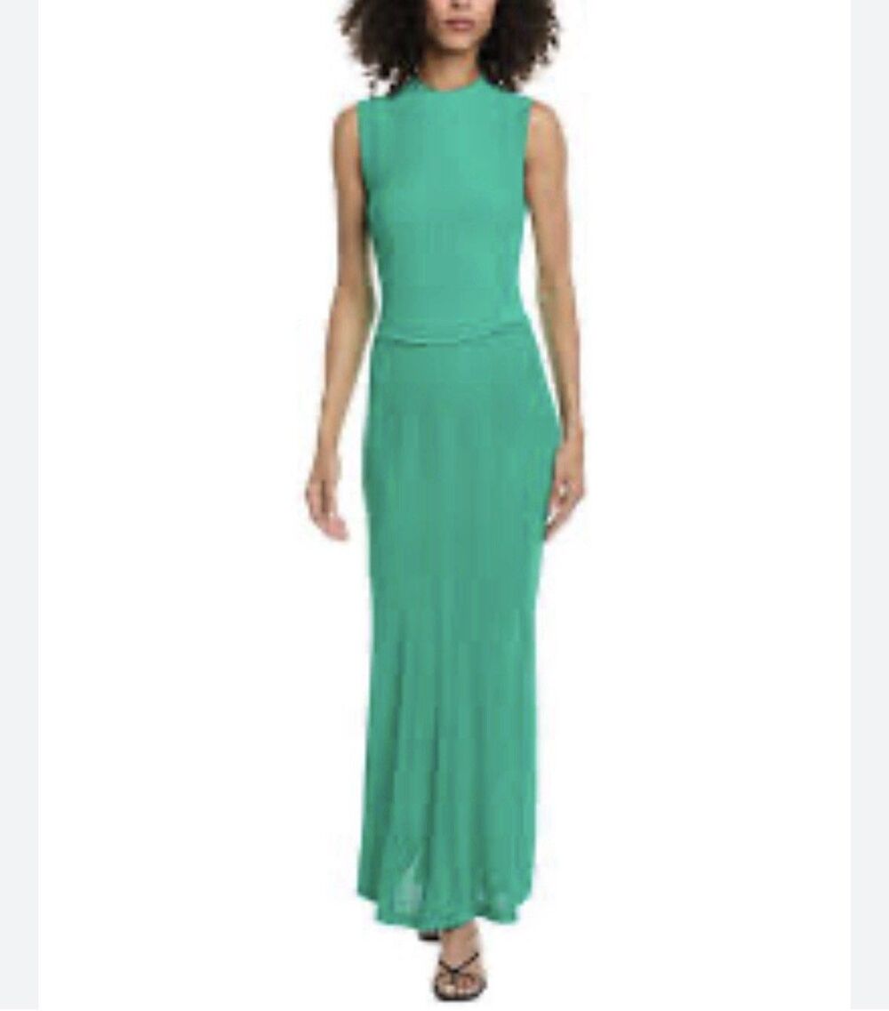 THE KOOPLES Scalloped Rib Knit Maxi Dress Sz M Emerald Green Romantic MSRP $415 - Picture 2 of 15